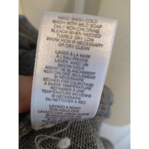 Michael Kors Full Zip Cardigan Gray Front Pockets Faux Leather Shoulders Sz M - Picture 8 of 8